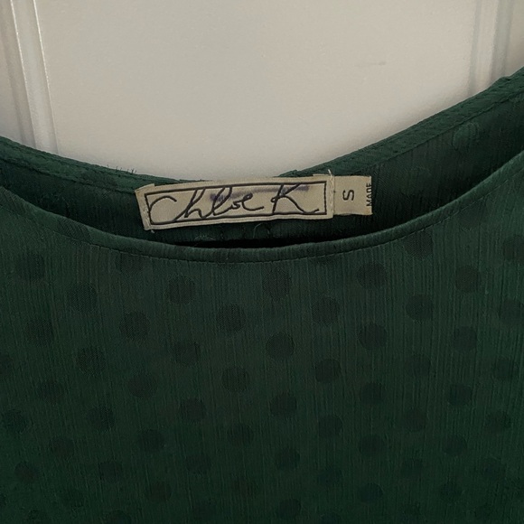 Chloe K polka dot top with bow in back - Picture 2 of 5